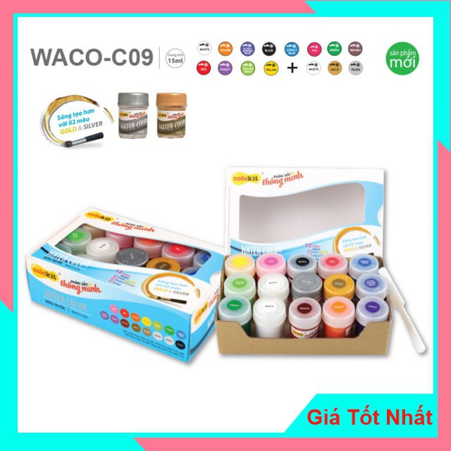 Bộ Màu Nước 15 Màu Colokit WACO09 - Hoàn Toàn Không Độc Hại, An Toàn Cho Bé