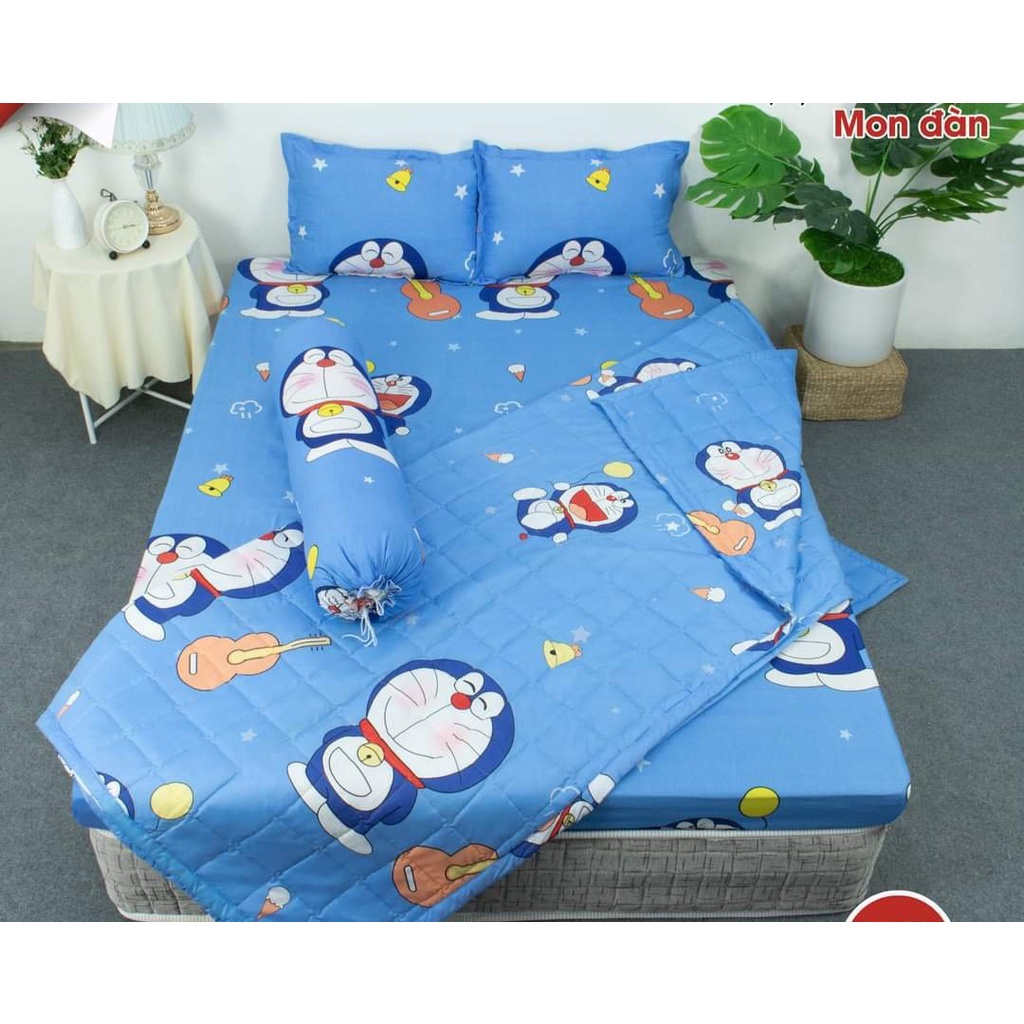 Bộ chăn ga Emmibedding Store chất liệu cotton poly họa tiết hoa cỏ ngọc