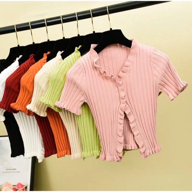 Sẵn xanh, tím, Hồng, kem, đen, hồng 10 giờ 😍 Áo croptop vintage Jennie BLACKPINK | BigBuy360 - bigbuy360.vn