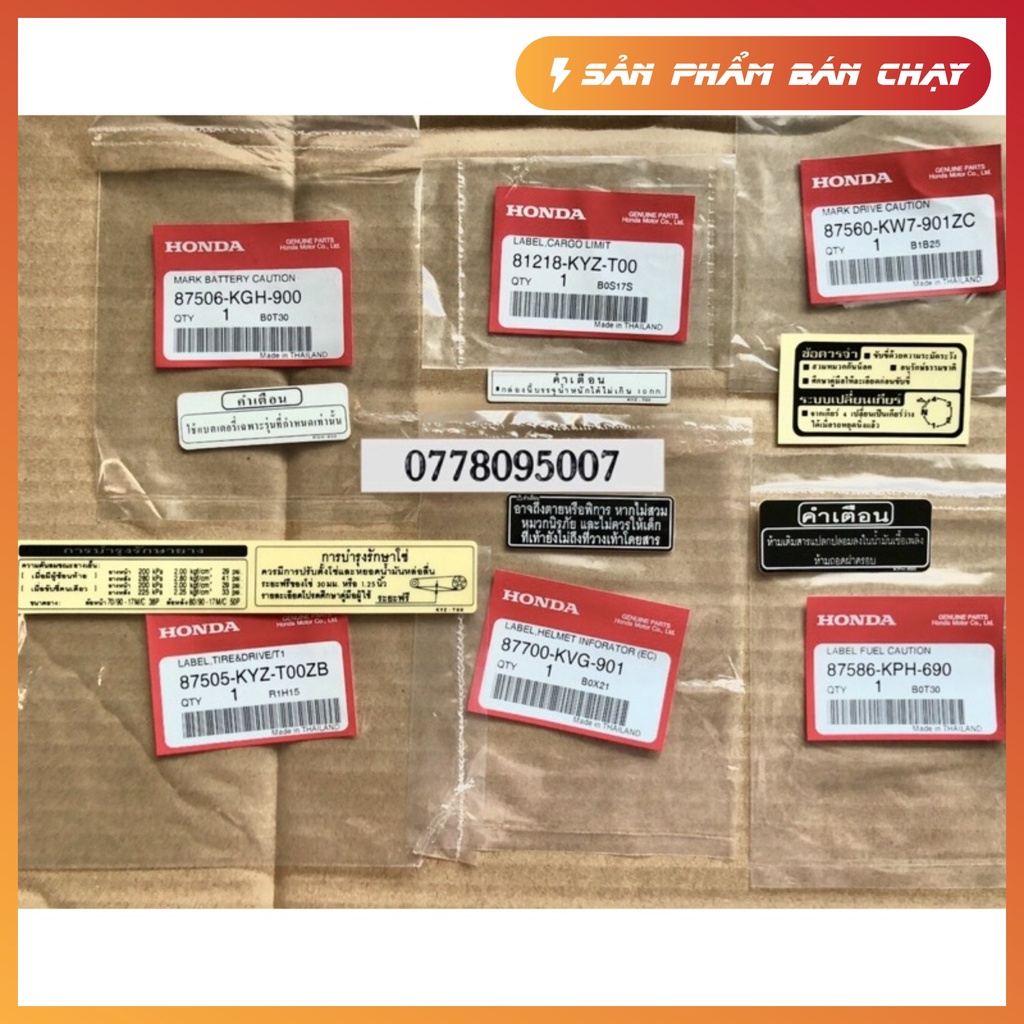 Bộ Tem thông số wave125i 6MIẾNG - HÀNG CHÍNH HÃNG