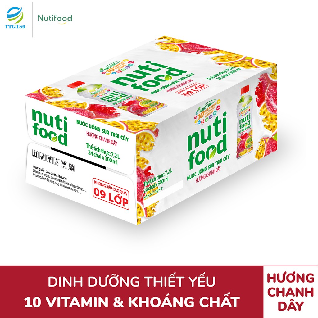 Combo 06 Chai Nước Uống Sữa Trái Cây Hương Cam/ Dâu/ Chanh Dây NUTIFOOD 300mL - YOOSOO MALL