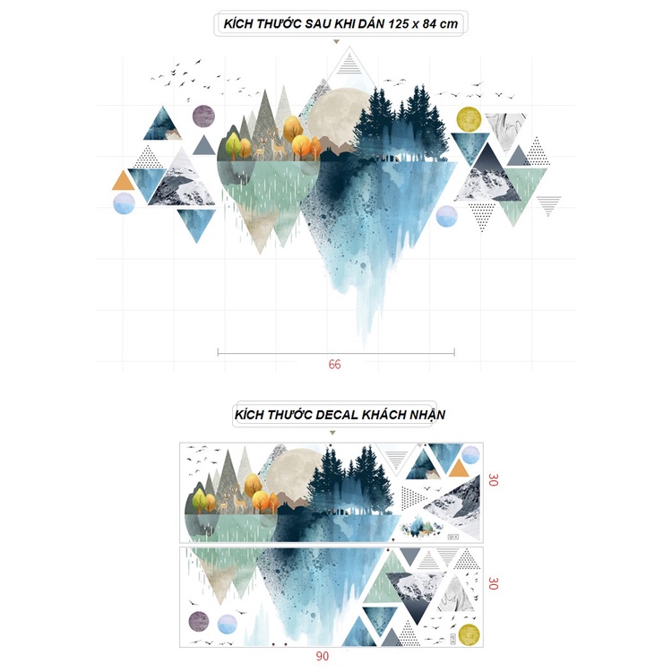 Decal 3D tranh phong cảnh dán tường phòng khách siêu sang trọng DKN177 - decalamyshop