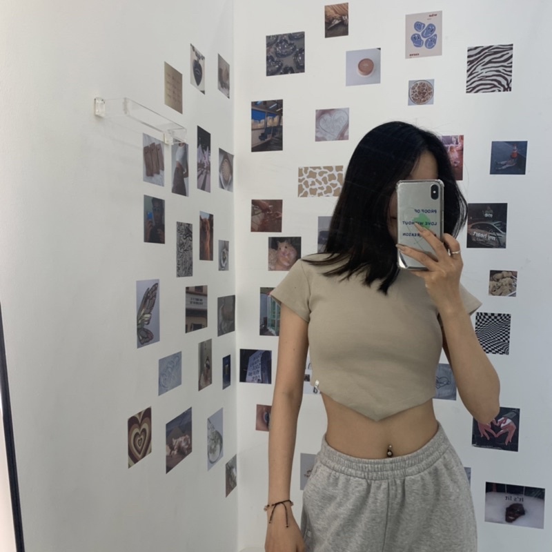 SP001025 Áo Alexis Nâu Tiệm Mềm Croptop