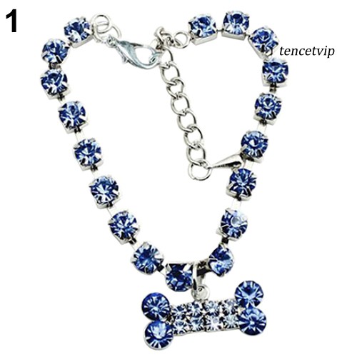 Vòng cổ mặt xương đính đá xinh xắn cho chó mèo