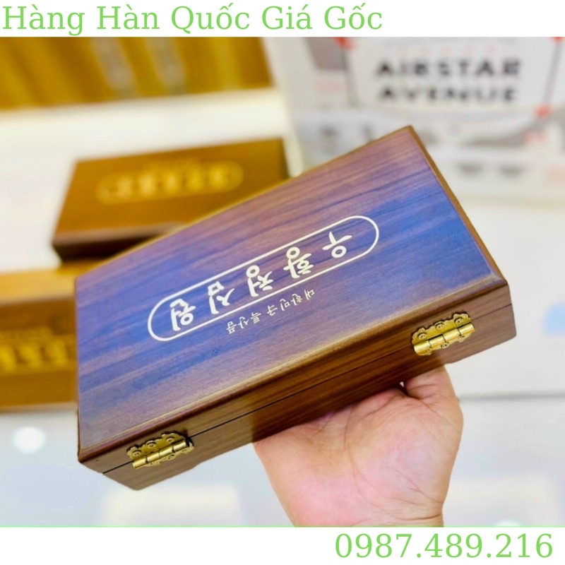 [DATE MỚI 2025] An cung ngưu hoàng hoàn Hàn Quốc hộp gỗ nâu, Hộp 10 viên