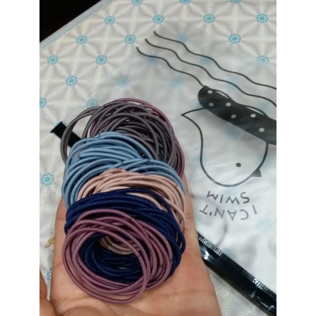 BBQN90 Set 100 dây buộc tóc hàn quốc rộng rãi MÀU KÈM TÚI ZIP P0089 45 6