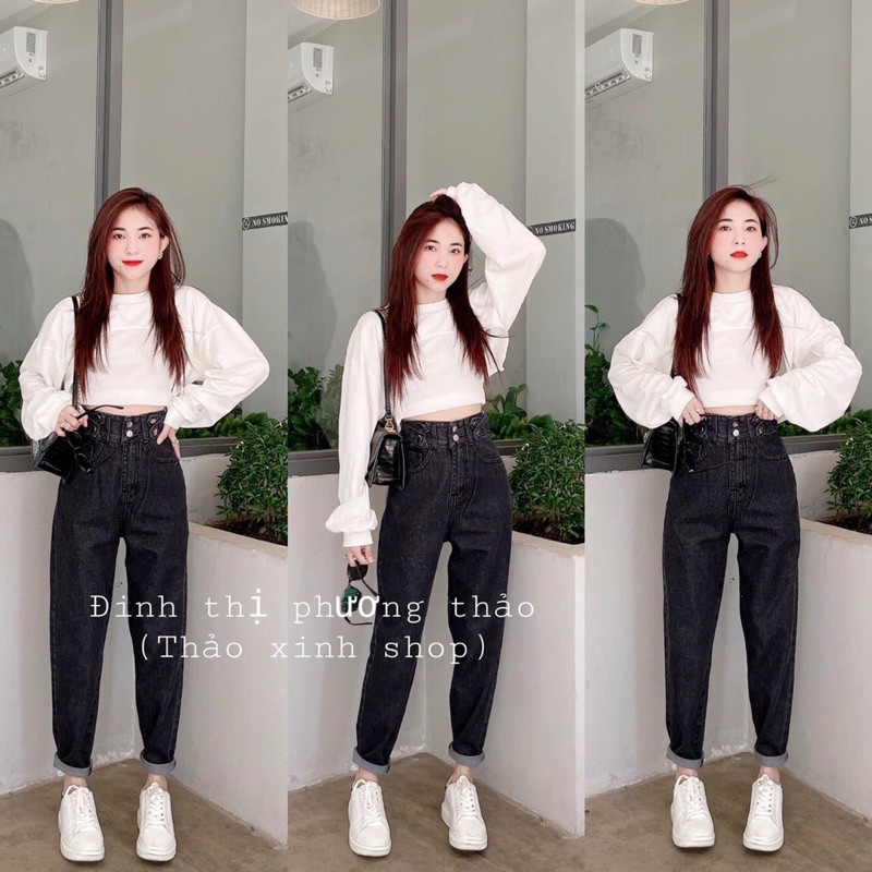 QUẦN JEAN BAGGY NỮ CẠP CAO PHỐI LƯNG KIỂU PHỐI DÂY CHÉO CÁ TÍNH MS 304 [CLIP THẬT] [FREESHIP] hàng loại 1, VẢI DÀY