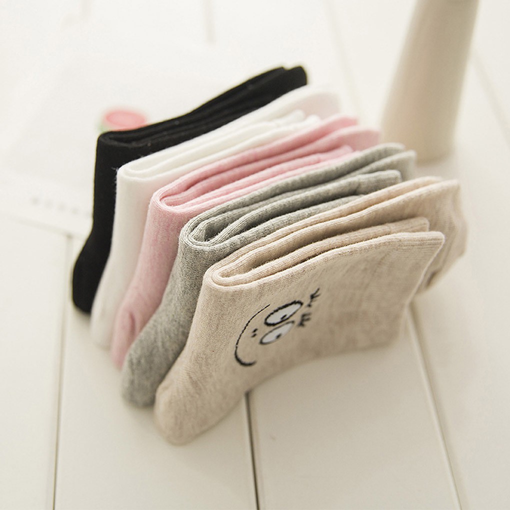 Vớ cotton cổ cao họa tiết mặt cười dễ thương