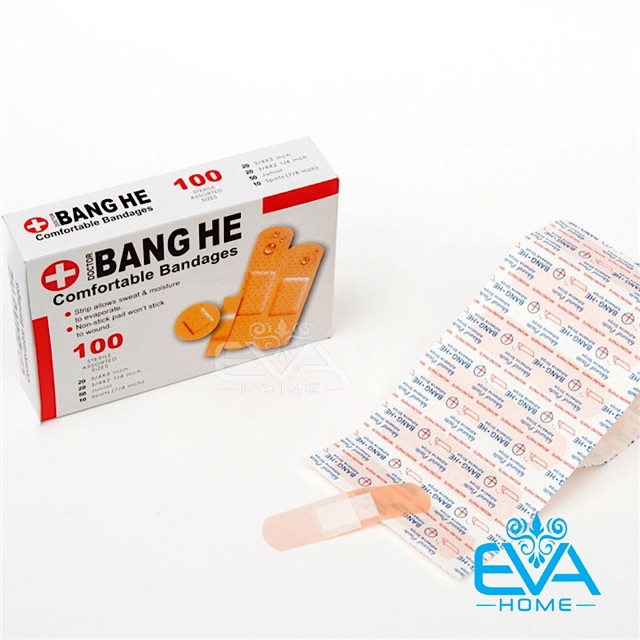 Hộp 100 Miếng Băng Keo Cá Nhân Dán Vết Thương 4 Size Tiện Lợi  Comfortable Bandages