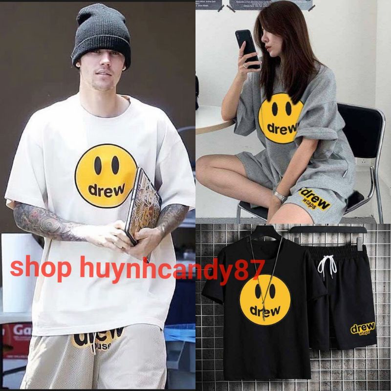 Bộ thể thao cao cấp unisex nam nữ,set đồ bộ mặc nhà Drew chất da cá mềm mịn thời trang hàn