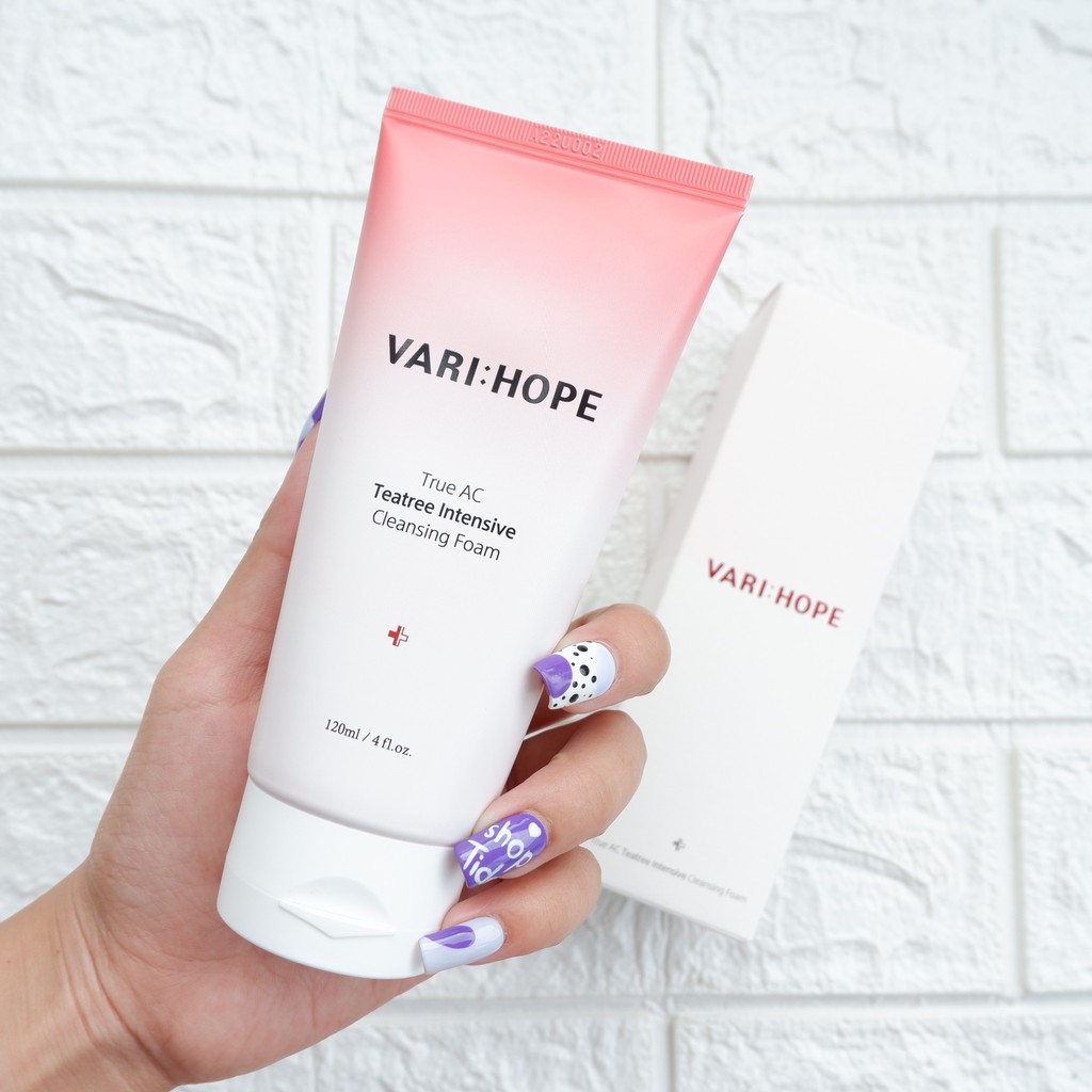 Sữa Rửa Mặt Vari:Hope True AC Teatree Intensive Cleansing Foam dịu nhẹ, lành tính 120ml NPP Shoptido