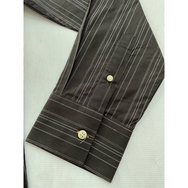 Áo sơ mi nam tay dài kẻ nâu Nino.maxx  - Thanh lý vnxk