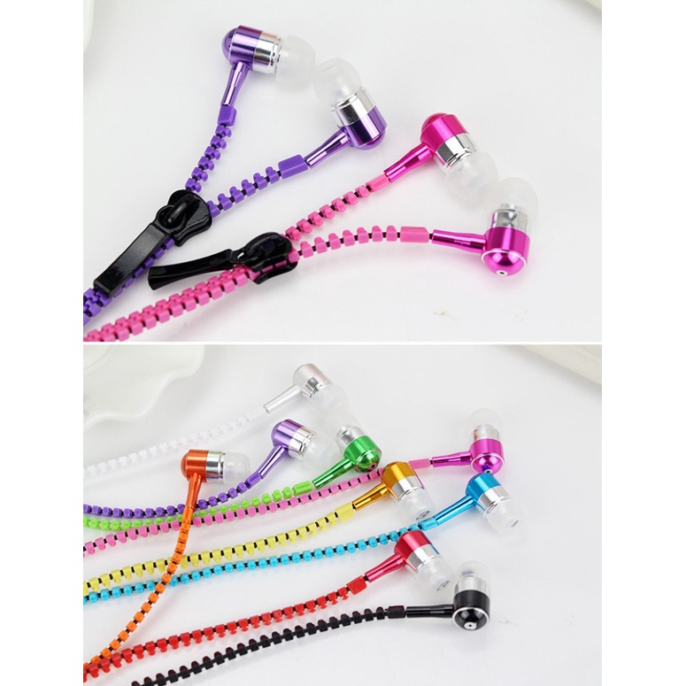 TAI NGHE NHÉT TAI DÂY DẠNG KHÓA KÉO THỜI TRANG CHỐNG RỐI JACK CẮM CHUẨN 3.5 CÓ MIC ĐÀM THOẠI ZIPPER EARPHONES