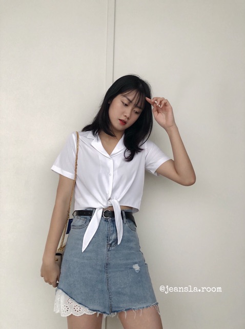 [#VJL3] Chân váy JEANSLA Chữ A Xanh nhạt phối ren Sang chảnh Độc - Lạ | BigBuy360 - bigbuy360.vn