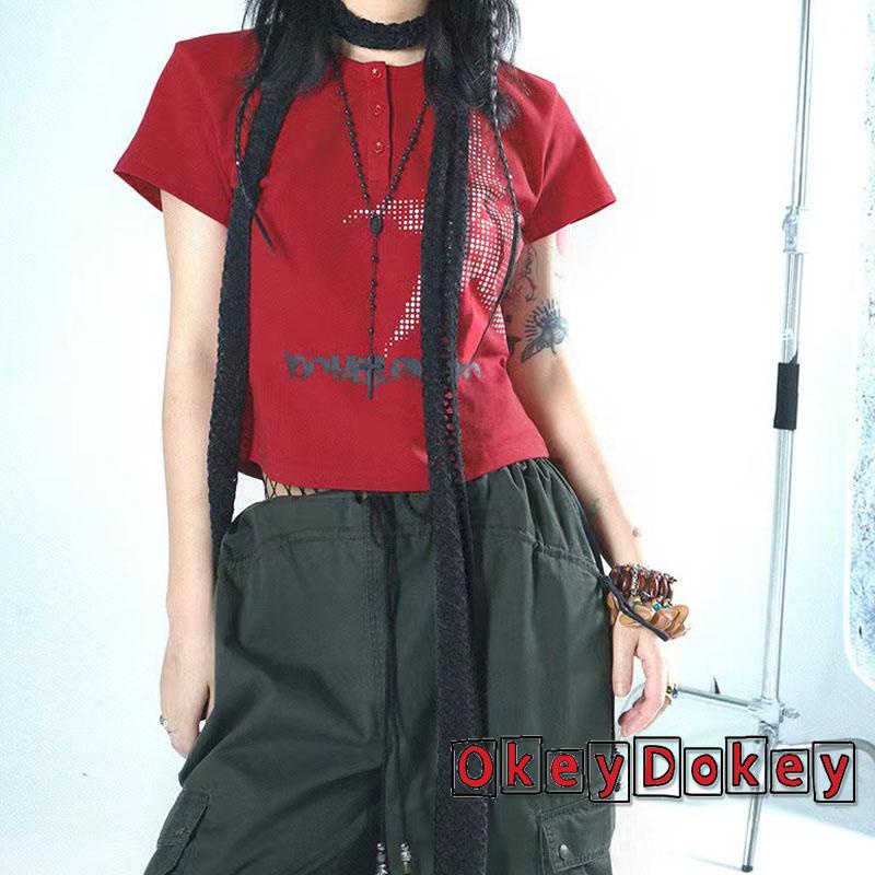 Áo Thun Crop Top Nữ Tay Ngắn In Hình Ngôi Sao Thời Trang Mùa Hè