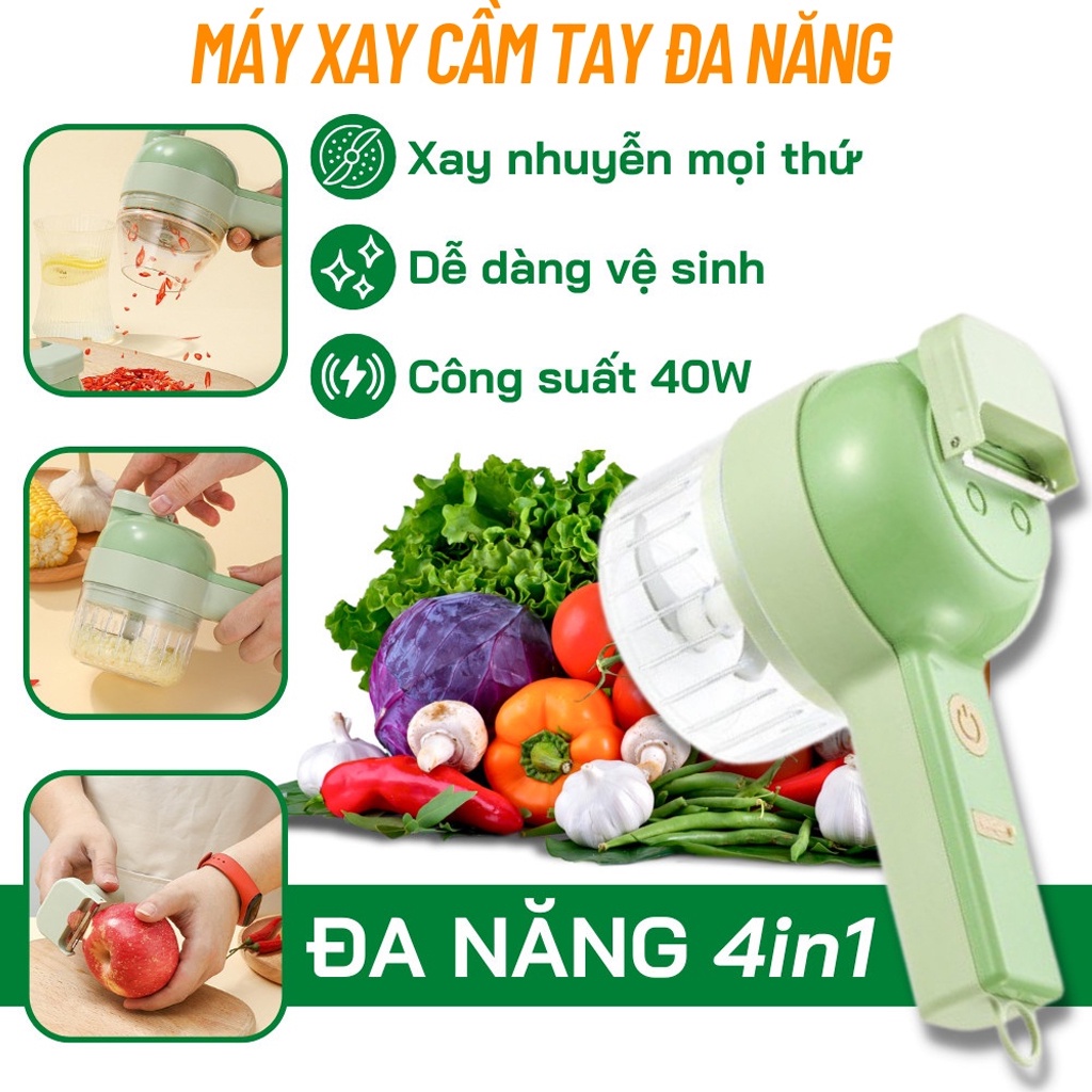 Máy cắt rau củ quả tự động thông minh Máy Xay Rau Củ Qủa, Tỏi Ớt Cầm Tay, Máy Thái, Băm Tỏi Ớt Rau Củ
