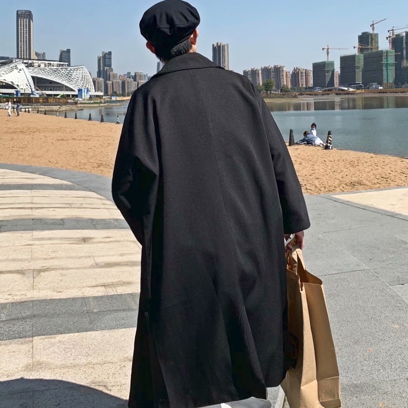 Áo khoác vest dáng dài màu trơn thoải mái phong cách mùa thu thanh lịch dành cho nam