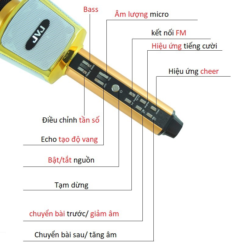 Micro hát karaoke kèm loa Bluetooth không dây SD17 JVJ  3 in 1 – Bass cực chuẩn hỗ trợ cổng cắm thẻ nhớ