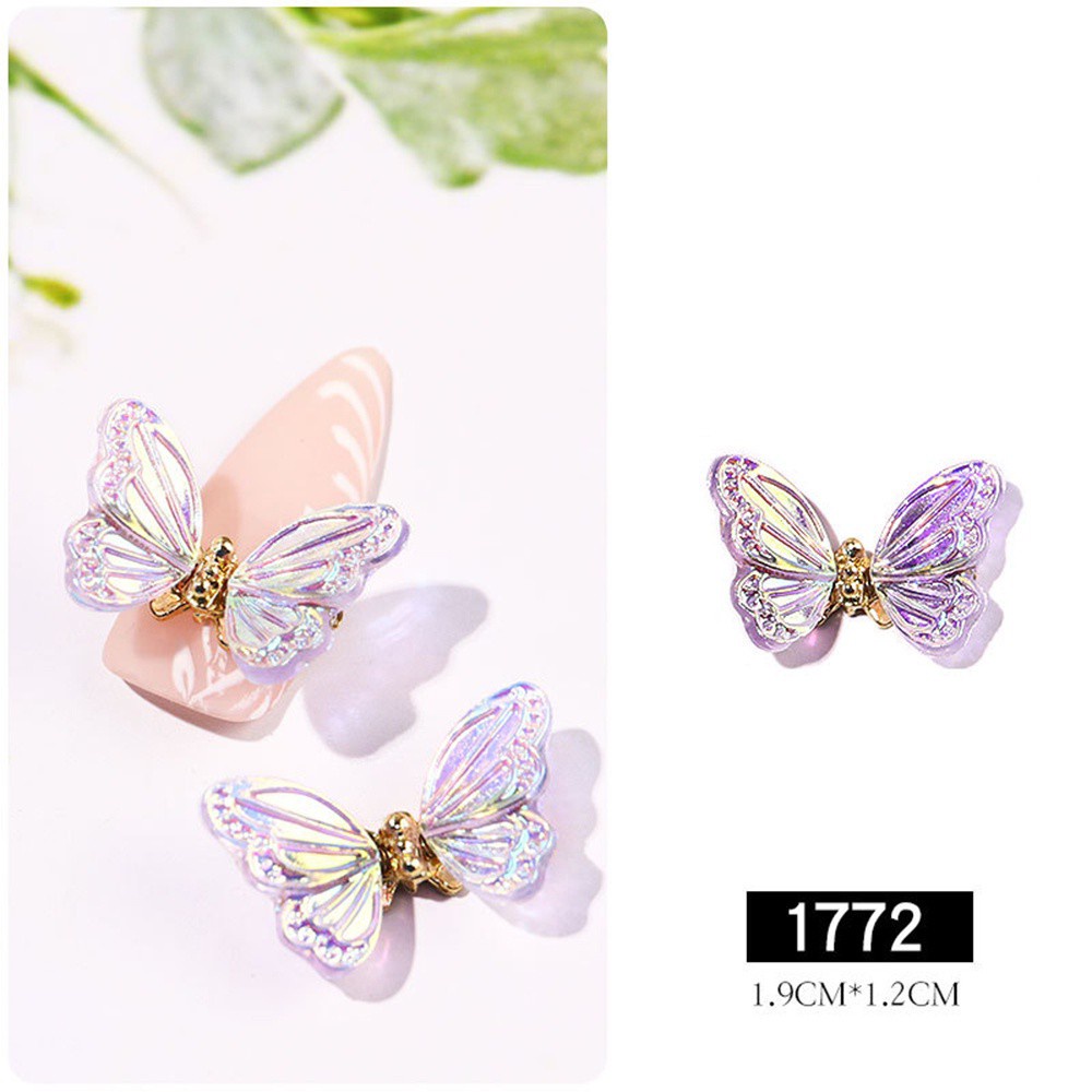 [Hàng mới về] Phụ kiện trang trí móng tay diy hình bướm bay 3D lấp lánh sang trọng