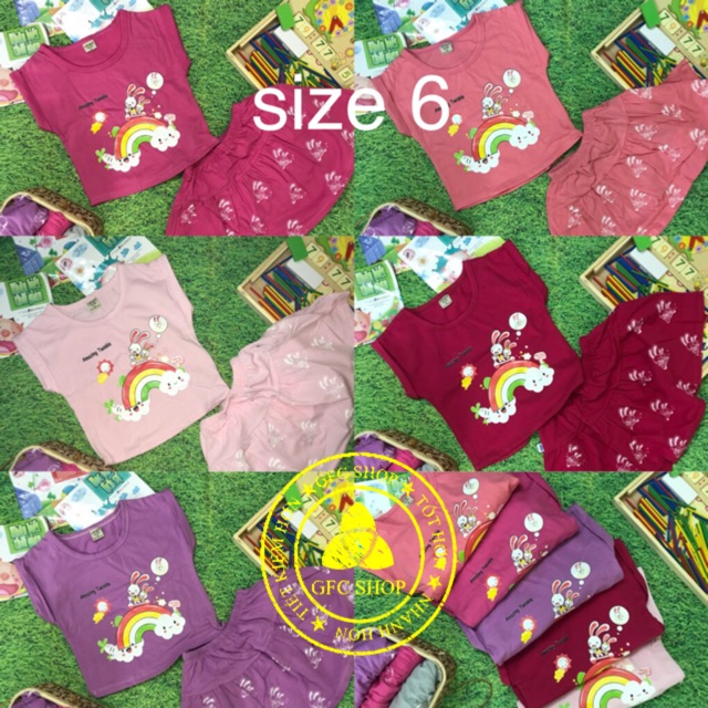Bộ cotton áo croptop kết hợp quần váy cute cho bé gái 9-22 kg