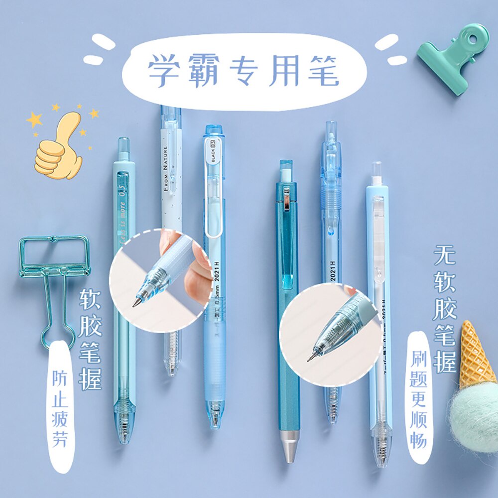 6 Bút bi mực đen kiểu dáng đơn giản ngòi 0.5mm