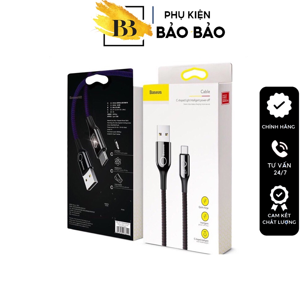 Cáp sạc tự ngắt chính hãng Baseus Cshaped sạc nhanh 12w cho 13 pro max Phụ Kiện Bảo Bảo