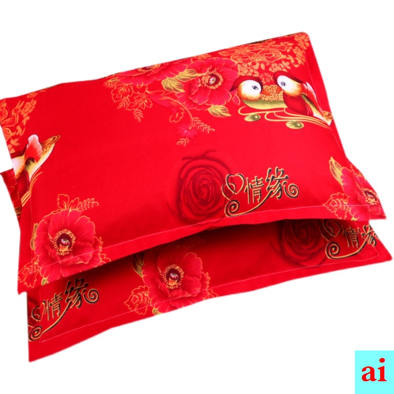 Cặp Vỏ Gối Cotton Dày Màu Đỏ Kích Thước 48 x 74cm Dùng Trang Trí Nhà Cửa/ Tiệc Cưới