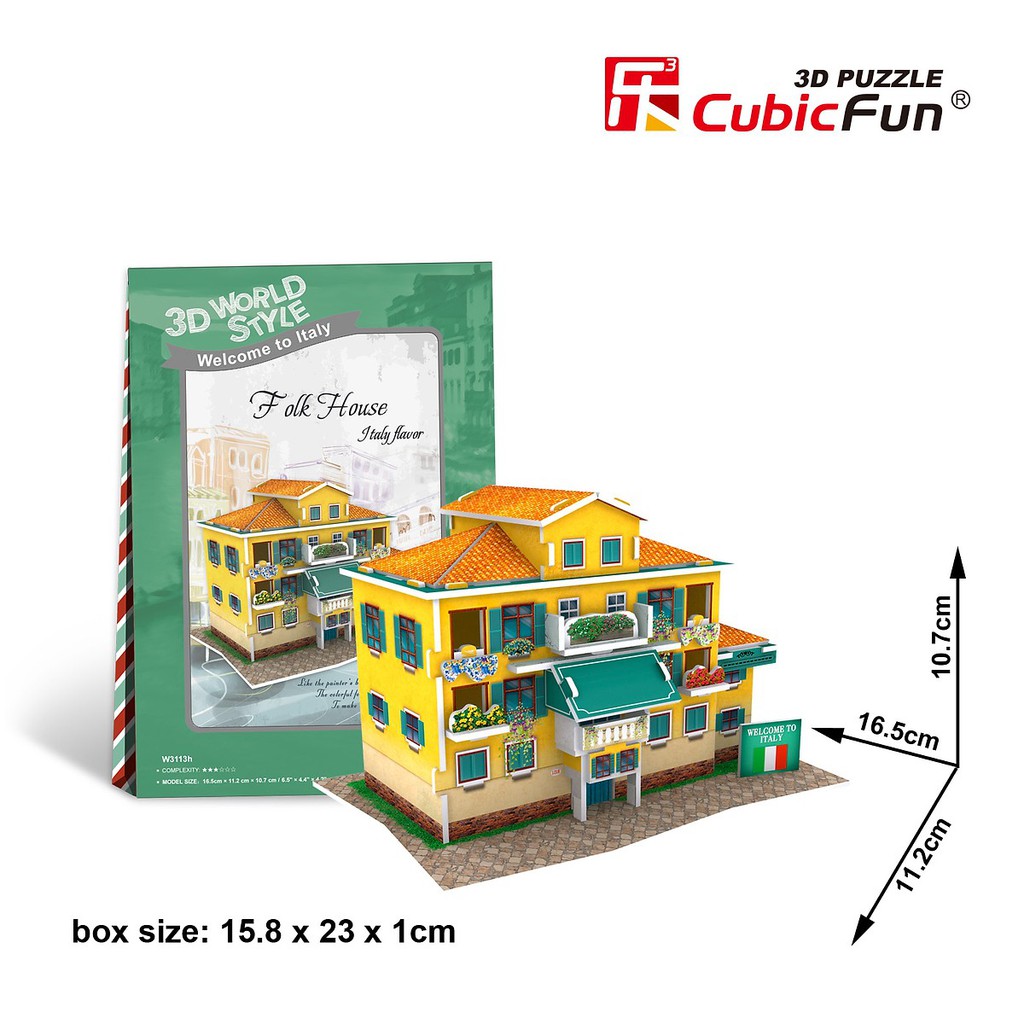 Mô hình giấy lắp ráp 3D Cubic Fun: Nhà truyền thống của Ý Folk House Italy Flavor W3113h