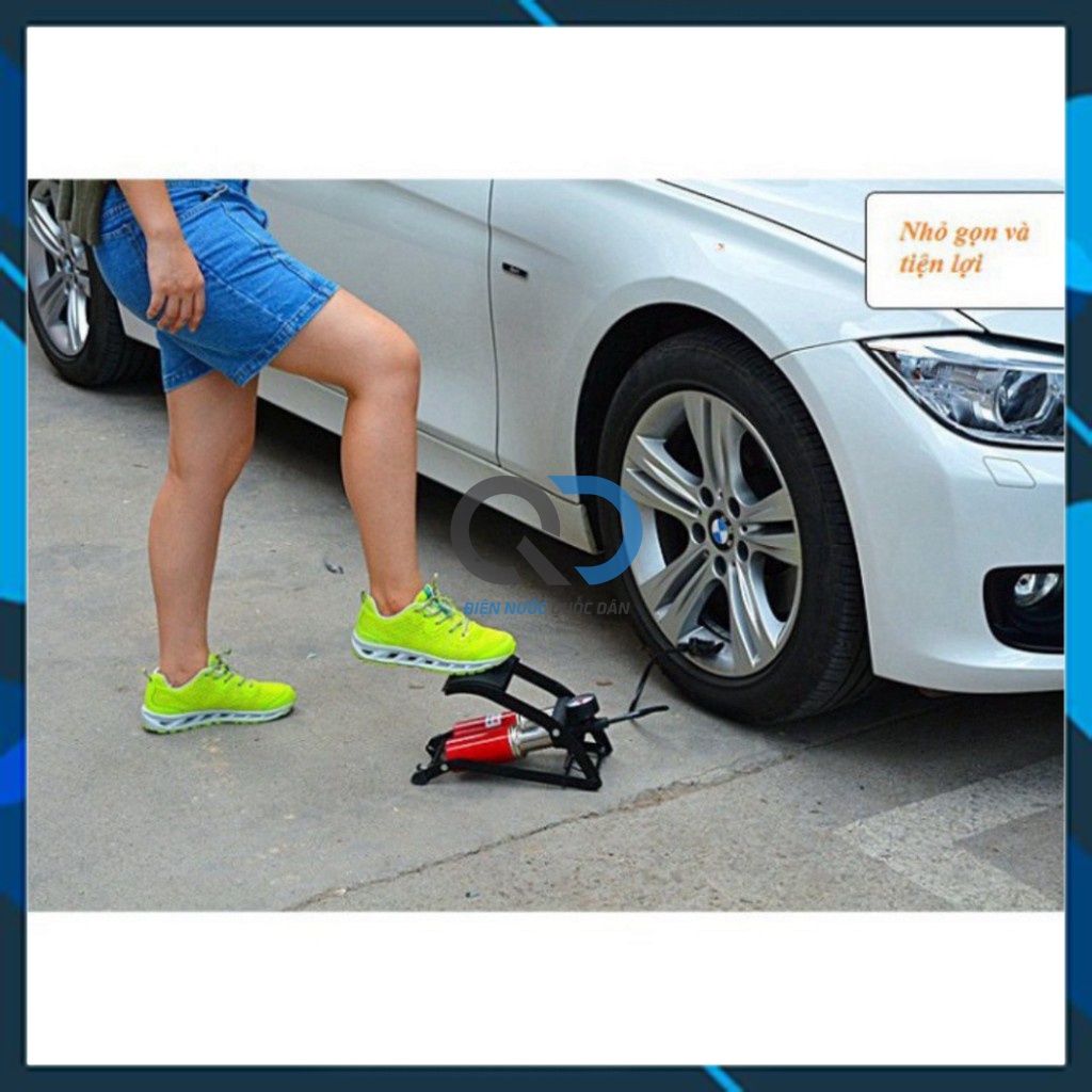 Bơm đạp chân mini 1 Piston - 2 Piston tiện dụng - bơm ô tô - bơm xe máy