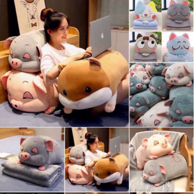 Bộ  gối hình thú kèm chăn