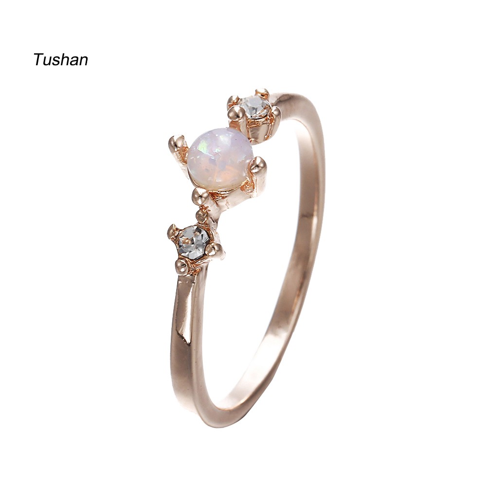 Dụng Cụ Kéo Căng TUSHNhẫn Đính Hôn Đính Đá Opal Nhân Tạo Thời Trang Dành Cho Nữ