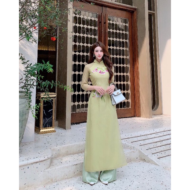 🥰Siêu phẩm áo dài tơ óng 4 tà cao cấp đẹp nhẹ nhàng hàng thêu kĩ chuẩn đẹp🥰
