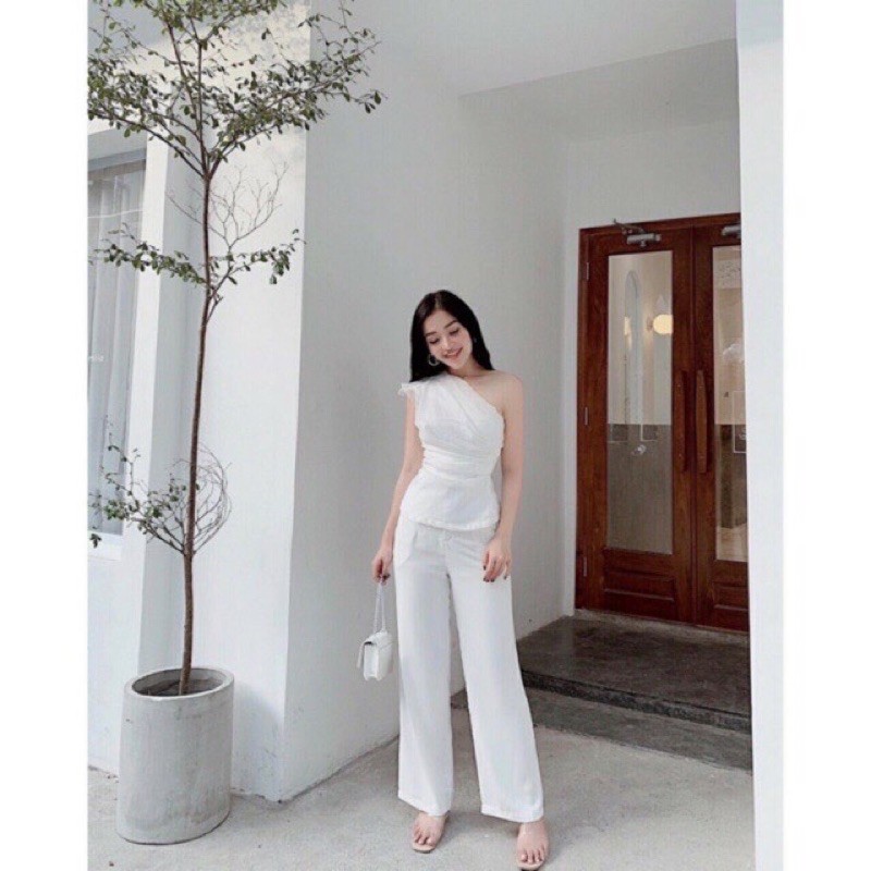 Quần ống rộng lưng cao khoá sườn nhiều màu chất vải vitex