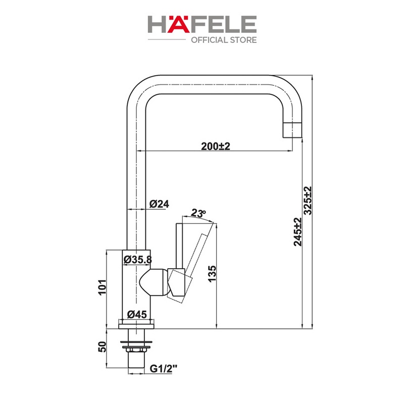 Vòi bếp Hafele HT21-CC1F245U - 577.55.260