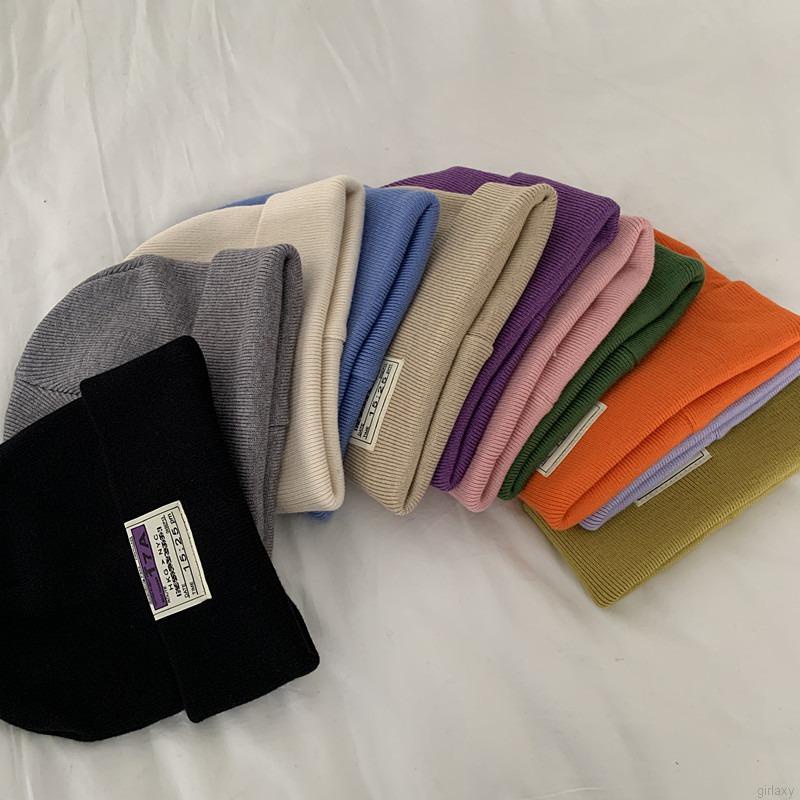 Mũ beanie dệt kim unisex thêu miếng vá họa tiết chữ phong cách Hàn Quốc