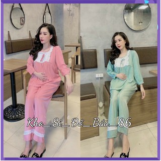Bộ bầu dài tay cổ vuông siêu xinh mặc bầu và sau sinh BD905