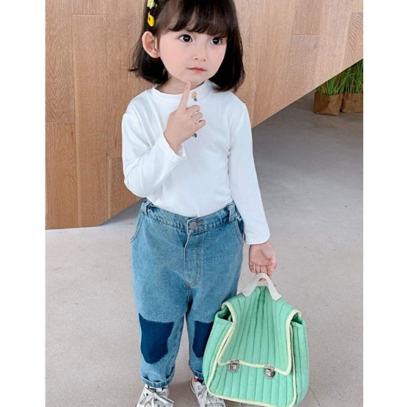 Áo giữ nhiệt cao cổ 3cm cho bé chất nỉ cotton len mềm mịn