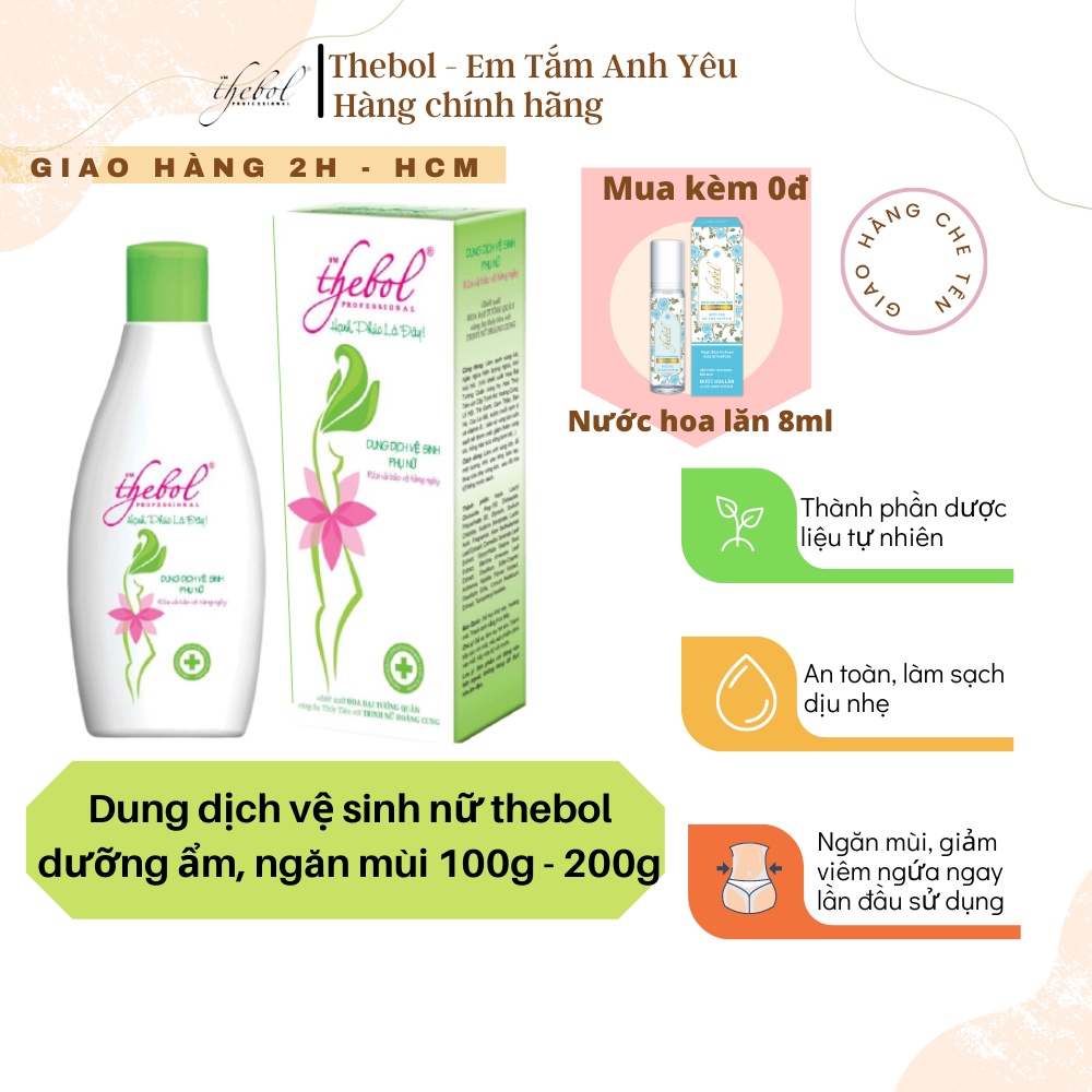 Dung dịch vệ sinh nữ Thebol 100g-200g rửa phụ khoa dạng gel an toàn dịu nhẹ giúp ngăn mùi hôi viêm ngứa và hồng vùng kín