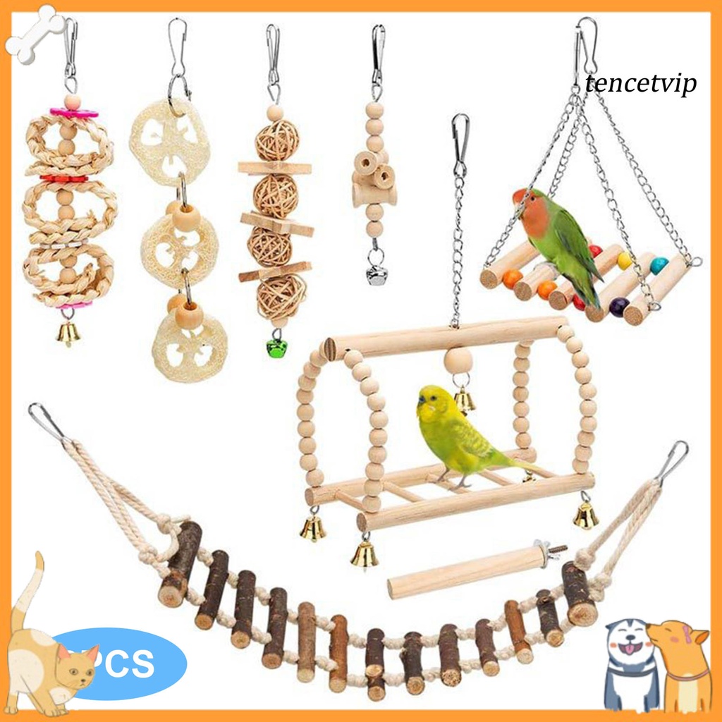 Bộ 8 Đồ Chơi Thang Treo Màu Sắc Chống Cắn Dễ Thay Đổi Màu Dành Cho Chim Vẹt