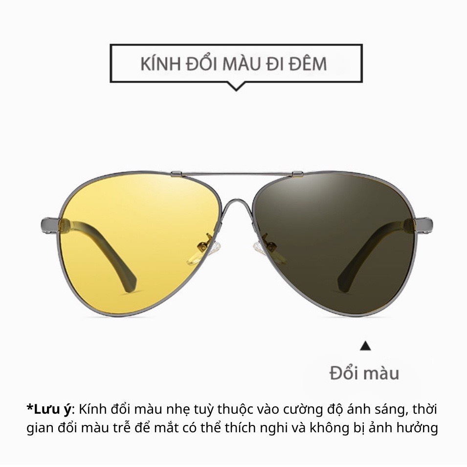 Kính Mát Thời Trang Nam AORON Mắt Đổi Màu Râm Mát Đi Ngày Và Đêm Chống Tia UV - Bảo Hành 12 tháng
