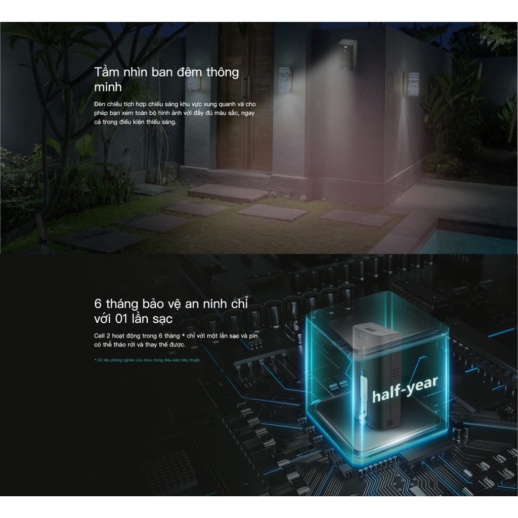 Camera Dùng Pin Wifi Imou Cell 2 B46LP Thông Minh Phân Giải QHD 2K - Chính Hãng Bảo Hành 2 Năm