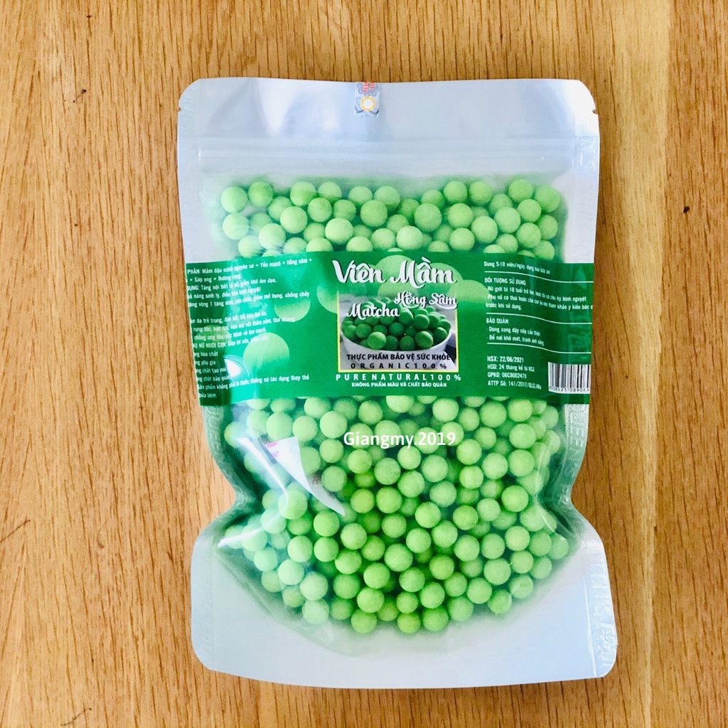 Túi 500gr Viên mầm Matcha, Viên mầm Đậu Nành Hồng Sâm Matcha Nở Ngực Tăng Vòng 1 Đẹp Da - Handmade