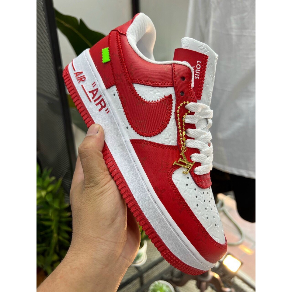 Giày Sneaker AF1 LV Nâu, Trắng, Xanh Lá, Đỏ, Giày thể thao Air Force One Low mix LV nam nữ bản mới dễ phối đồ
