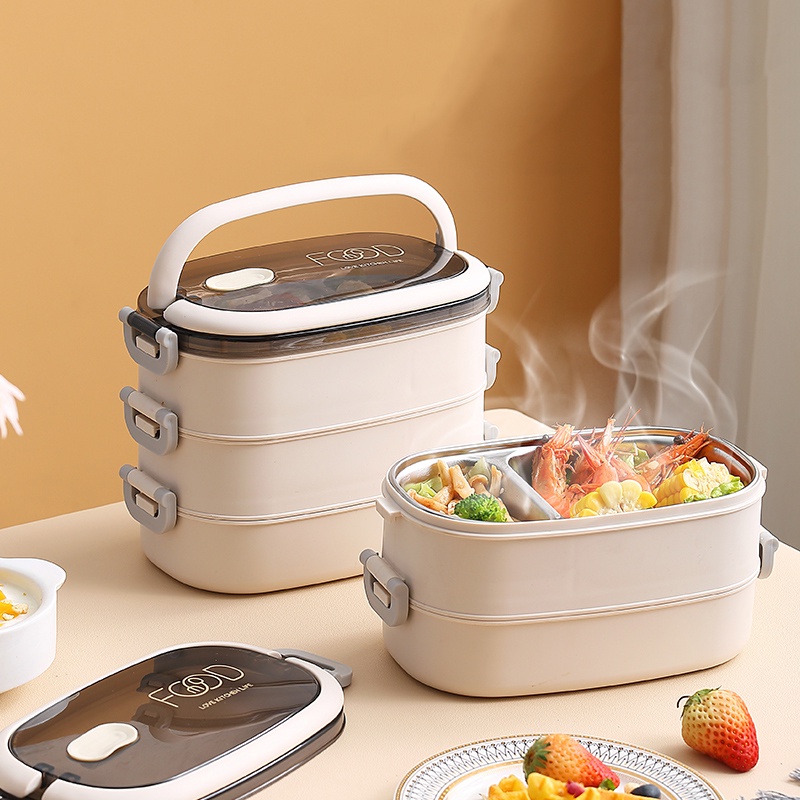 Hộp cơm giữ nhiệt, thực phẩm văn phòng lúa mạch NATAHI FS1 2 /3tầng Inox, chống gỉ, sang trọng