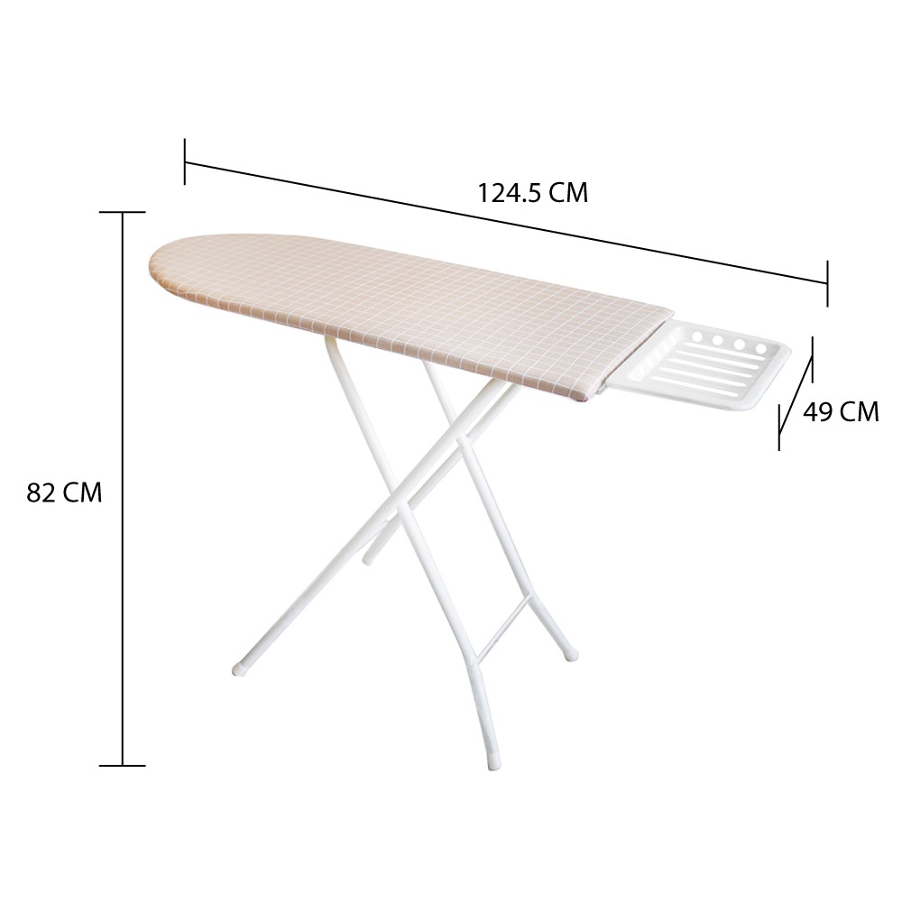HomeBase PLIM Bàn để ủi quần áo 6 độ cao to rộng mặt bàn gỗ Thái Lan W124.5xH82xD49 cm