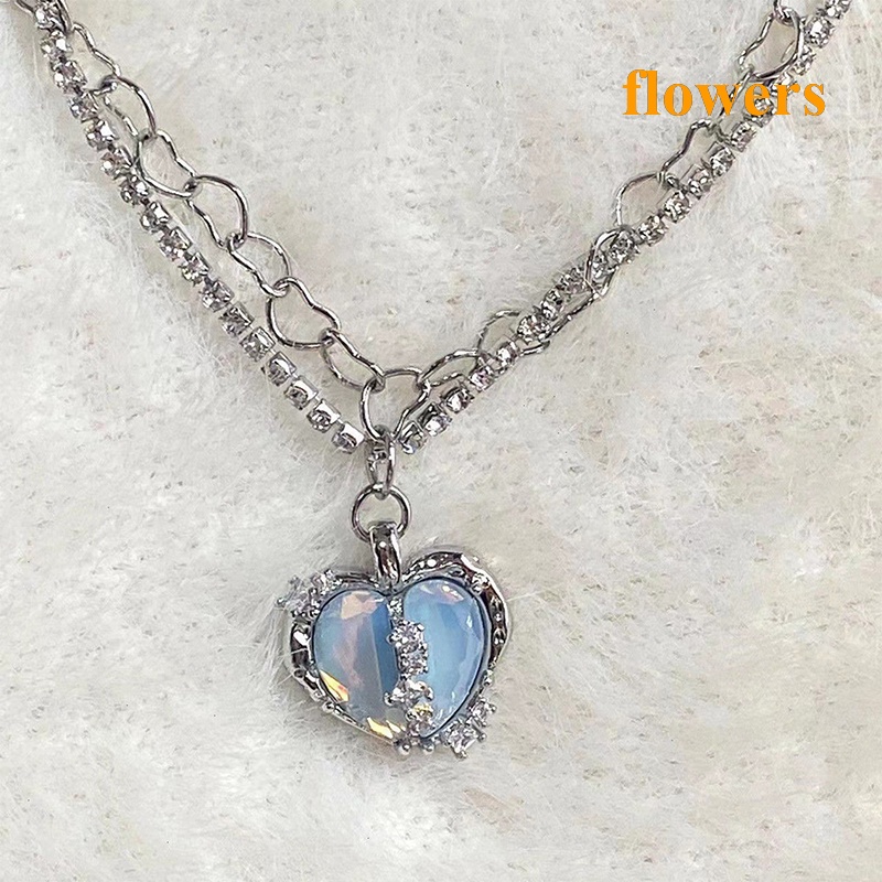 Vòng cổ Mặt Trái Tim Đính Đá Zircon Hồng Thời Trang Sang Trọng Y2k