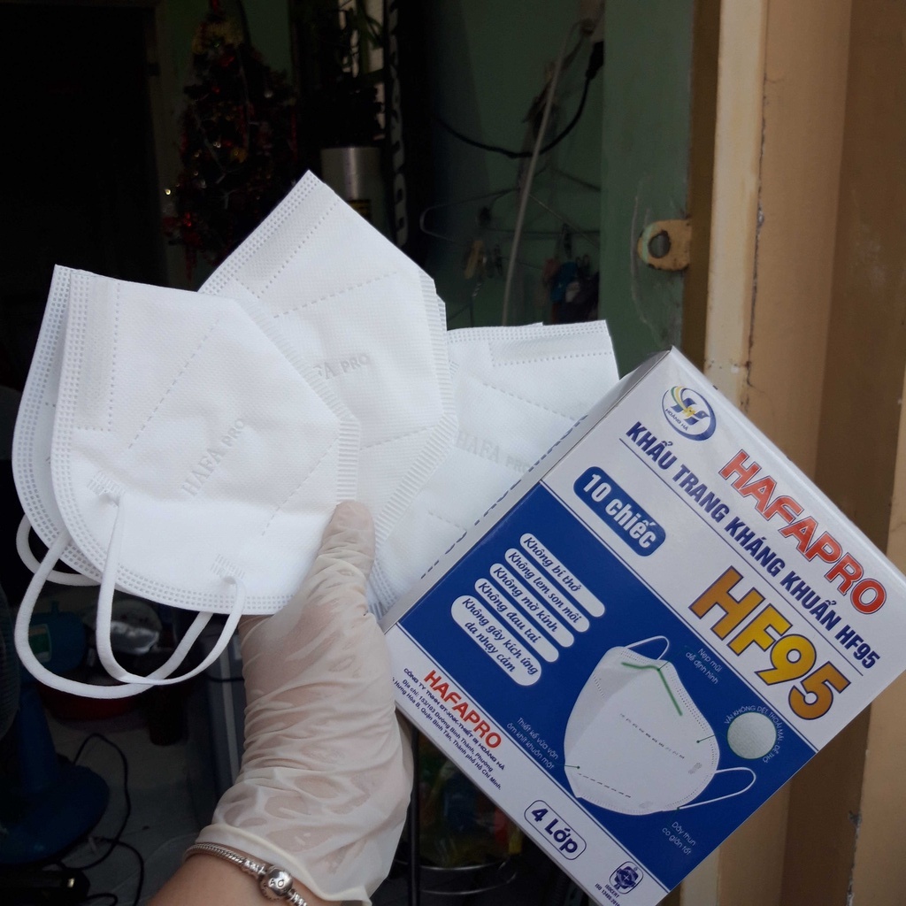 Khẩu Trang Y Tế HAFAPRO Màu Trắng, Xám 4 Lớp Kháng Khuẩn Siêu Kín, Kiểu N95