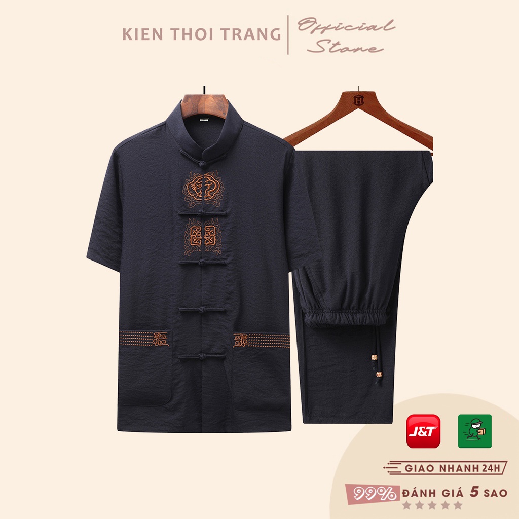 ♟㍿♚Bộ đũi tàu nam trung niên cao cấp - quần áo mặc nhà cho bố
