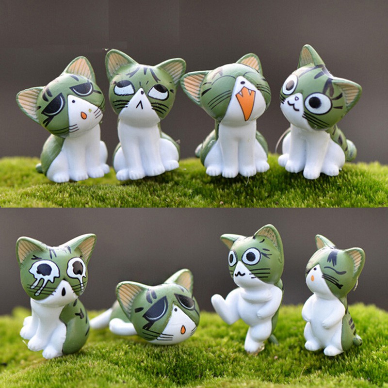 Set 8 Mô Hình Mèo Kitty Bằng Nhựa Resin Dễ Thương