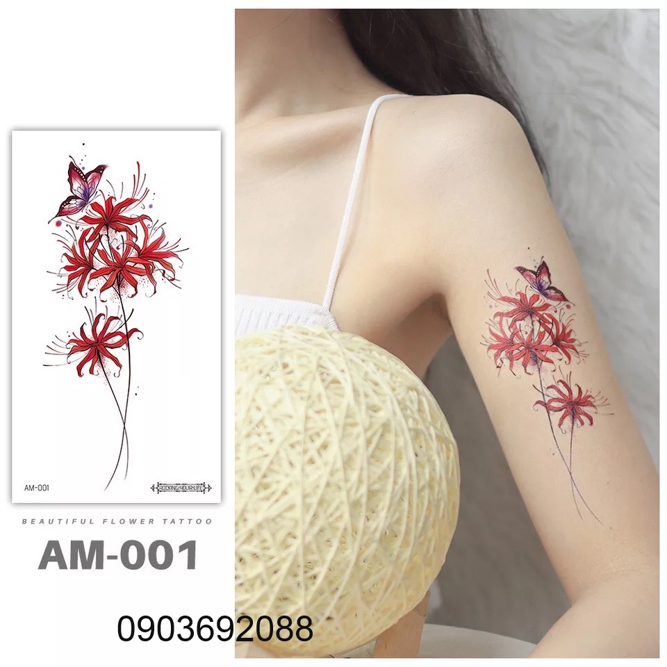 Hình xăm dán - tattoo sticker hoa văn đẹp 19 x 9cm